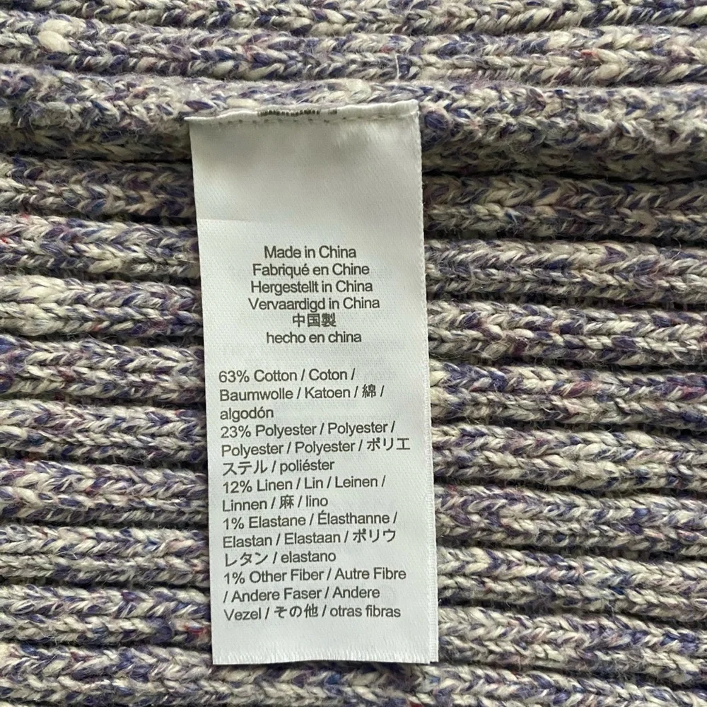 J. Crew Lilac Ivory Ribbed Thick Knit Long-Sleeve Crewneck Midi Sweater Dress XS